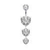 Dangling Hearts navel ring in 925 sterling silver