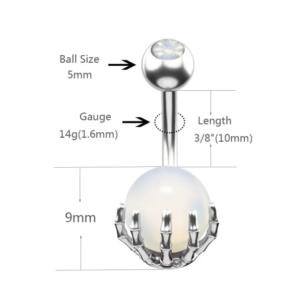 Stainless Steel Skeleton Hand Navel Ring