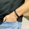 Solitary Man Leather Bracelet in Black