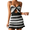 Striped Spaghetti Strap Cover-Up Mini-Dress