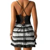 Striped Spaghetti Strap Cover-Up Mini-Dress