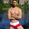 Alpha Male Red & White Swim Shorts