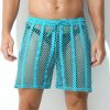 Sheer Large Mesh Shorts Cyan Front 2 Sheer Large Mesh Shorts Cyan Front