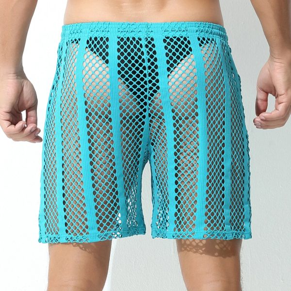 Sheer Large Mesh Shorts Cyan Rear 2 Sheer Large Mesh Shorts Cyan Rear