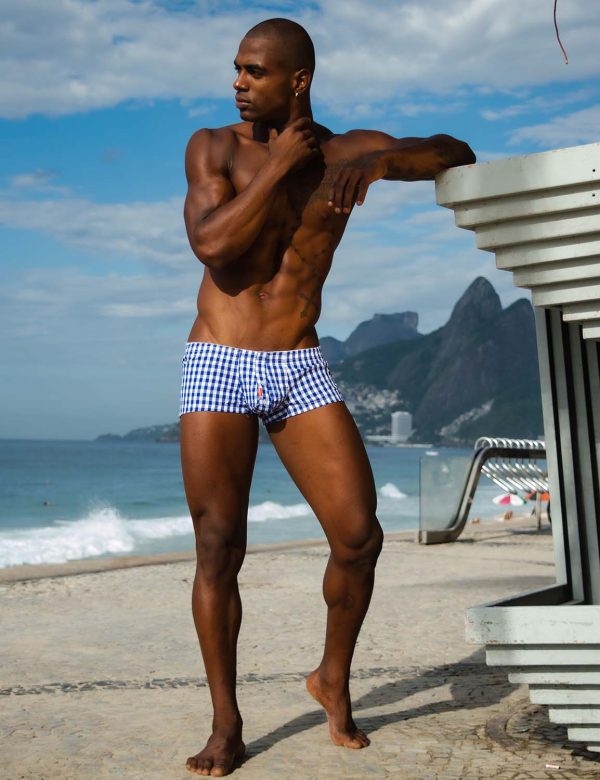 Checkered Fit Trunks 10501 Blue 2 Checkered Fit Trunks 10501 Blue 2