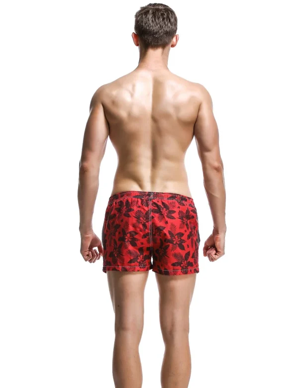 Tropic Floral Red Surf Trunks rear Tropic Floral Red Surf Trunks