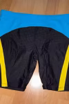 Blue & Black Tight Fit Swim Trunks with Yellow Stripes