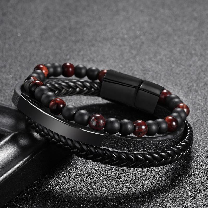 Amalgam bracelet by Tridente in black with onyx and tiger's eye beads.