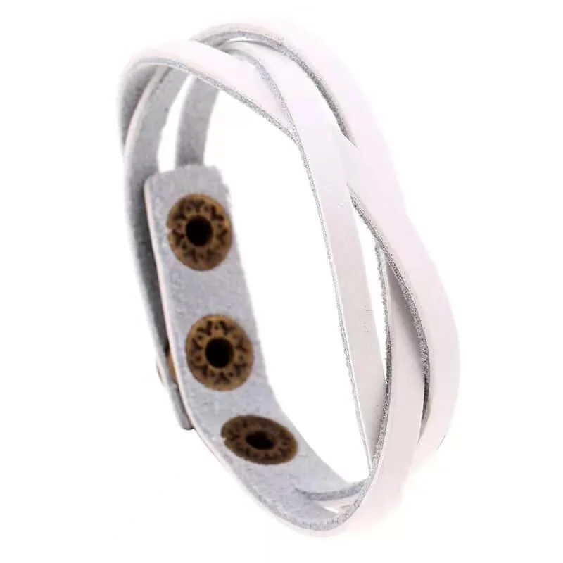 Braided White Leather Bracelet from Tridente at Moosestrum.com