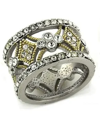 925 Sterling Silver Ring with Gold & Rhodium Finish