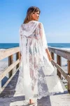 White Lace Maxi Cover-Up with Hood