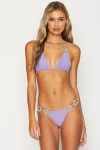 Bikini with Gems and Gold Chains in Purple