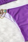 Bikini with Gems and Gold Chains in Purple