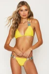 Bikini with Gems and Gold Chains in Yellow