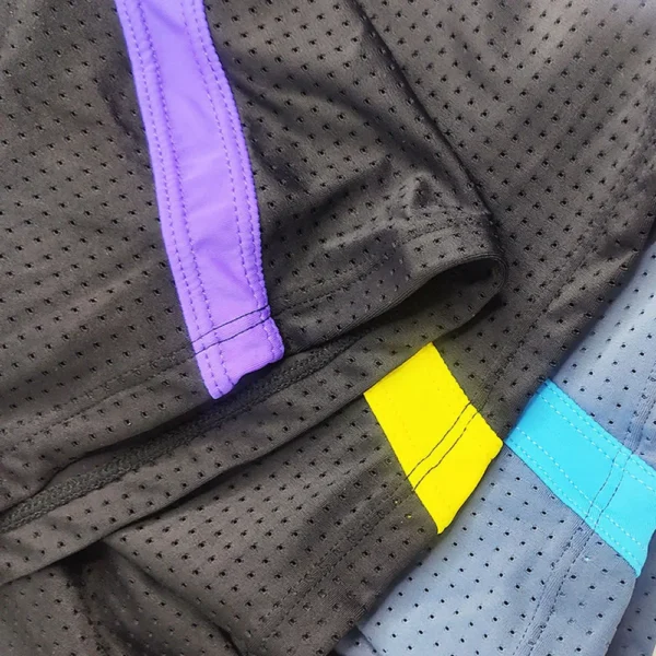 Black Tight Fit Swim Trunks with Stripes