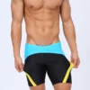 Blue & Black Tight Fit Swim Trunks with Yellow Stripes