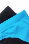 Blue & Black Tight Fit Swim Trunks with Yellow Stripes