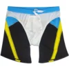 Blue & Black Tight Fit Swim Trunks with Yellow Stripes