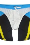 Blue & Black Tight Fit Swim Trunks with Yellow Stripes