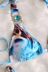 Blue Cheetah Gem & Crystal Bikini with Tie Sides
