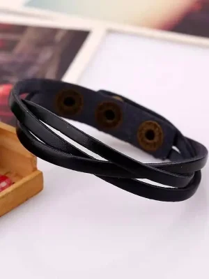 Braided Black Leather Bracelet