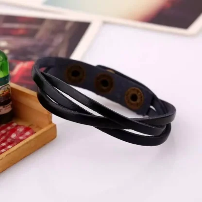 Braided Black Leather Bracelet