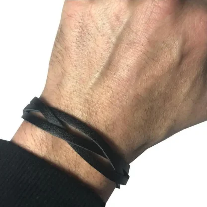 Braided Black Leather Bracelet