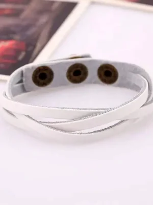 Braided White Leather Bracelet