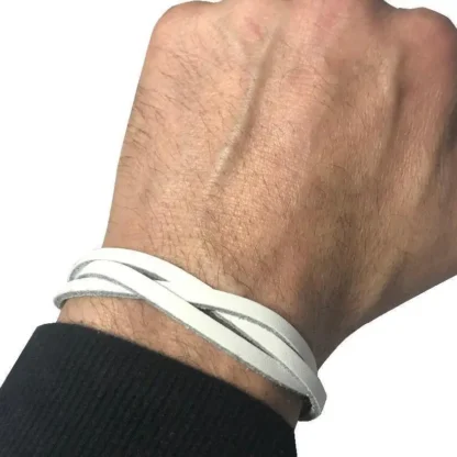 Braided White Leather Bracelet