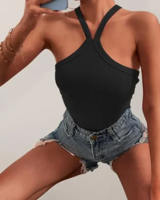 Center Strap Halter Top