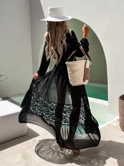 Chiffon Lace Floral Maxi Cover-Up