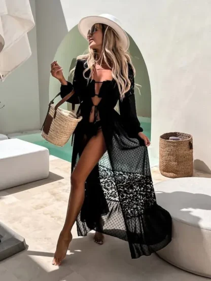 Chiffon Lace Floral Maxi Cover-Up