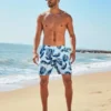 Colorful Floral Patterned Surfer Trunks