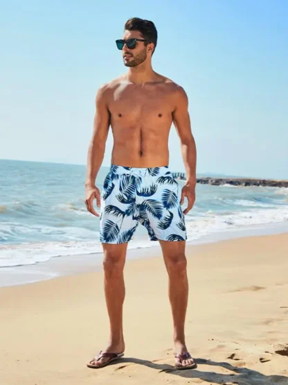 Colorful Floral Patterned Surfer Trunks