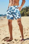 Colorful Floral Patterned Surfer Trunks