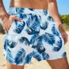 Colorful Floral Patterned Surfer Trunks