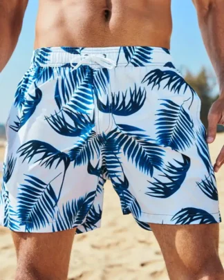 Colorful Floral Patterned Surfer Trunks