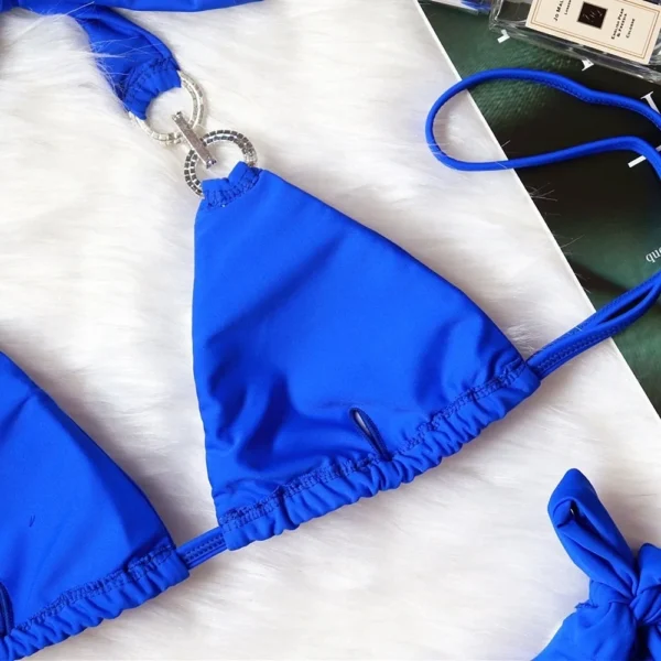 Crystal Ring Blue Bikini with Tie Sides in blue