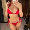 Crystal Ring Bikini with Tie Sides in red