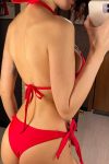 Crystal Ring Bikini with Tie Sides in red