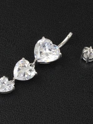 Dangling Hearts navel ring in 925 sterling silver