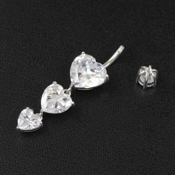 Dangling Hearts navel ring in 925 sterling silver