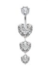 Dangling Hearts navel ring in 925 sterling silver