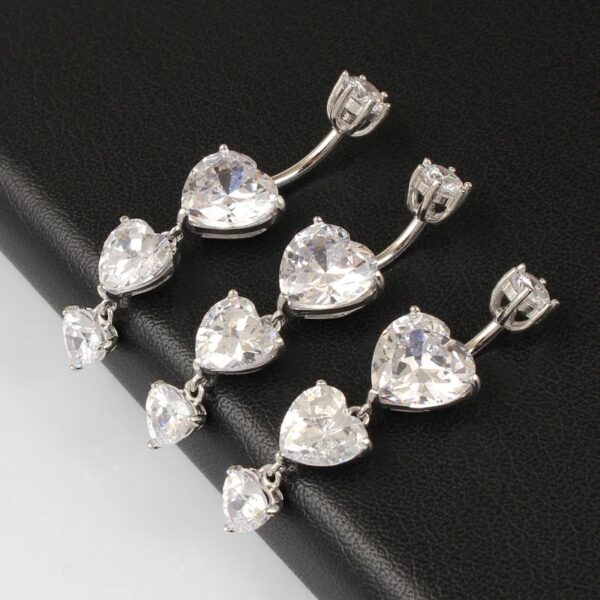 Dangling Hearts navel ring in 925 sterling silver
