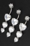 Dangling Hearts navel ring in 925 sterling silver