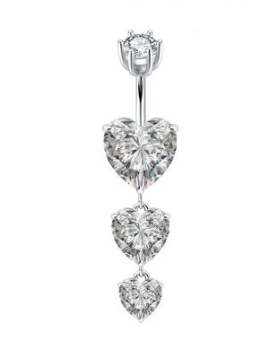 Dangling Hearts navel ring in 925 sterling silver