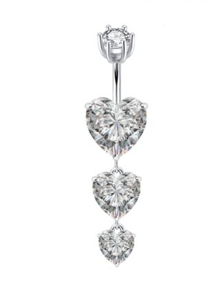 Dangling Hearts navel ring in 925 sterling silver