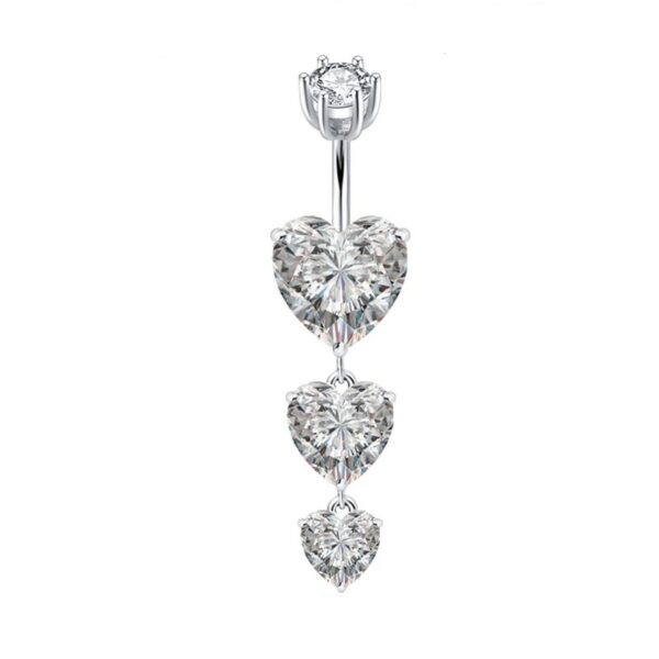 Dangling Hearts navel ring in 925 sterling silver