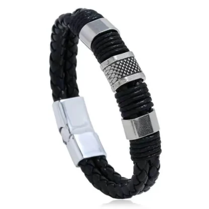 Duo Leather Bracelet in Black