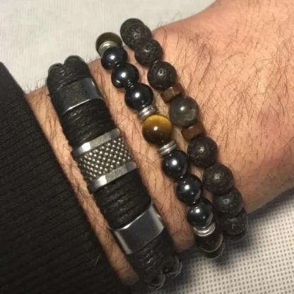 Duo Leather Bracelet in Black